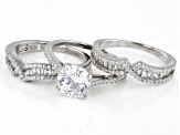 White Cubic Zirconia Rhodium Over Sterling Silver 3 Ring Set 5.58ctw