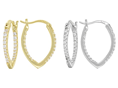 White Cubic Zirconia Rhodium And 18k Yellow Gold Over Sterling Silver Earring Set 1.74ctw