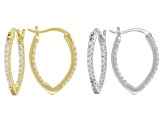 White Cubic Zirconia Rhodium And 18k Yellow Gold Over Sterling Silver Earring Set 1.74ctw