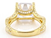 White Cubic Zirconia 18k Yellow Gold Over Sterling Silver Asscher Cut Ring 8.72ctw