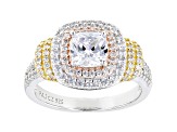 White Cubic Zirconia Rhodium and 18K Yellow And Rose Gold Over Sterling Silver Ring 2.53ctw