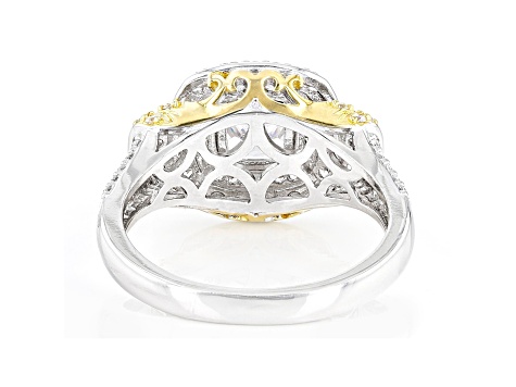 White Cubic Zirconia Rhodium and 18K Yellow And Rose Gold Over Sterling Silver Ring 2.53ctw