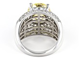 Canary And White Cubic Zirconia Platinum Over Sterling Silver Ring 11.40ctw