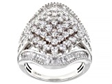 White Cubic Zirconia Platinum Over Sterling Silver Ring 4.30ctw