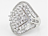 White Cubic Zirconia Platinum Over Sterling Silver Ring 4.30ctw