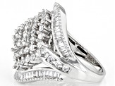 White Cubic Zirconia Platinum Over Sterling Silver Ring 4.30ctw