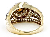 Mocha And White Cubic Zirconia 18k Yellow Gold Over Sterling Silver Ring 3.98ctw