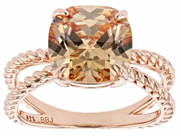 Picture of Champagne Cubic Zirconia 18k Rose Gold Over Sterling Silver Ring 6.45ct