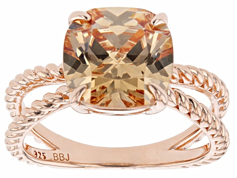 Champagne Cubic Zirconia 18k Rose Gold Over Sterling Silver Ring 6.45ct