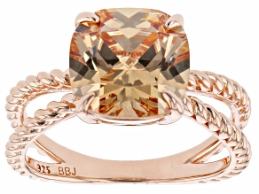 Champagne Cubic Zirconia 18k Rose Gold Over Sterling Silver Ring 6.45ct
