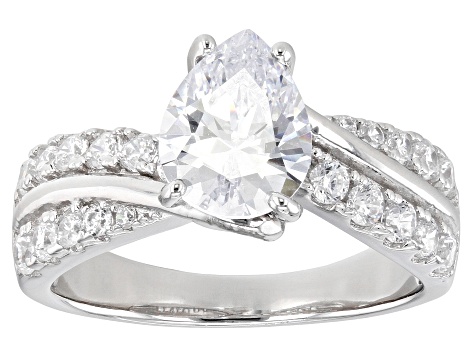 White Cubic Zirconia Rhodium Over Sterling Silver Ring 3.39ctw