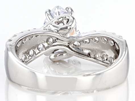 White Cubic Zirconia Rhodium Over Sterling Silver Ring 3.39ctw