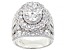 White Cubic Zirconia Rhodium Over Sterling Silver Ring 7.43ctw