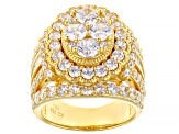 White Cubic Zirconia 18k Yellow Gold Over Sterling Silver Ring 7.43ctw