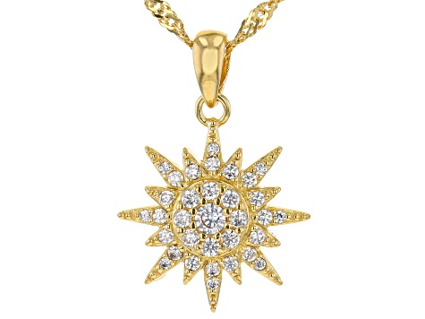 White Cubic Zirconia 18k Yellow Gold Over Sterling Silver Pendant With Chain 0.61ctw