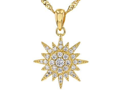 White Cubic Zirconia 18k Yellow Gold Over Sterling Silver Pendant With ...