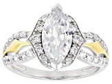 White Cubic Zirconia Rhodium And 14k Yellow Gold Over Sterling Silver Ring 3.50ctw