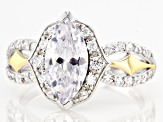 White Cubic Zirconia Rhodium And 14k Yellow Gold Over Sterling Silver Ring 3.50ctw