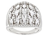 White Cubic Zirconia Platinum Over Sterling Silver Ring 3.10ctw