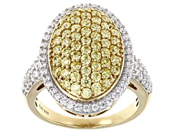 Picture of Yellow And White Cubic Zirconia 18k Yellow Gold Over Sterling Silver Ring 3.25ctw