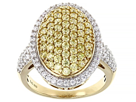 Yellow And White Cubic Zirconia 18k Yellow Gold Over Sterling Silver Ring 3.25ctw