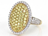 Yellow And White Cubic Zirconia 18k Yellow Gold Over Sterling Silver Ring 3.25ctw