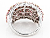 Pink And White Cubic Zirconia Platinum Over Sterling Silver Ring 8.30ctw