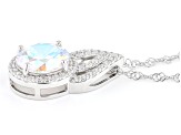 Multi Color Aurora Borealis And White Cubic Zirconia Rhodium Over Silver Pendant With Chain 7.41ctw