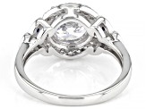 White Cubic Zirconia And Lab Created Blue Sapphire Rhodium Over Sterling Silver Ring 3.63ctw