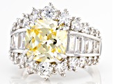 Canary And White Cubic Zirconia Rhodium Over Sterling Silver Ring 14.22ctw