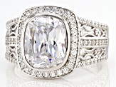 White Cubic Zirconia Rhodium Over Sterling Silver Ring 6.08ctw