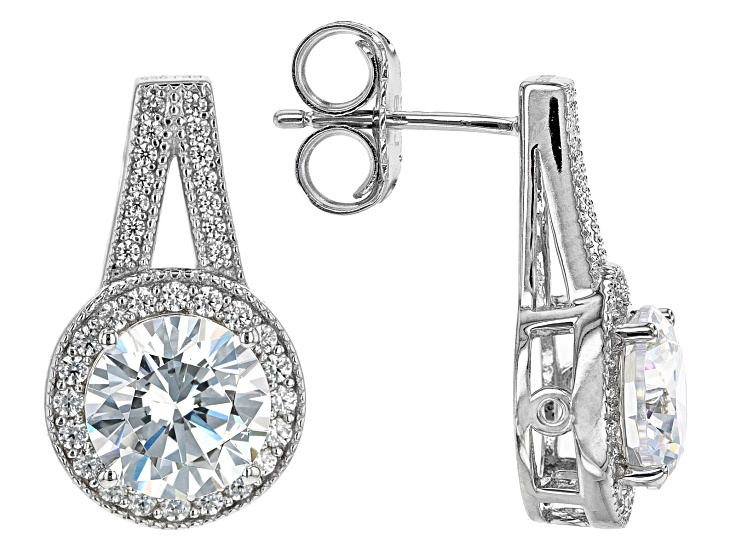 White Cubic Zirconia Platinum Over Sterling Silver Earrings 7.68ctw