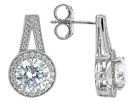 White Cubic Zirconia Platinum Over Sterling Silver Earrings 7.68ctw