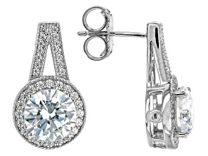 White Cubic Zirconia Platinum Over Sterling Silver Earrings 7.68ctw