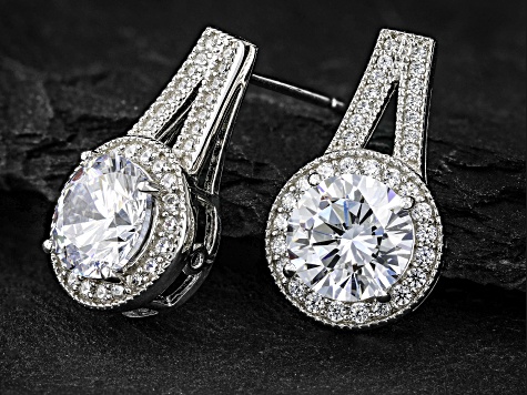 White Cubic Zirconia Platinum Over Sterling Silver Earrings 7.68ctw