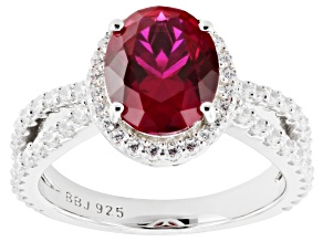 Lab Created Ruby And White Cubic Zirconia Platinum Over Sterling Silver Ring 5.14ctw