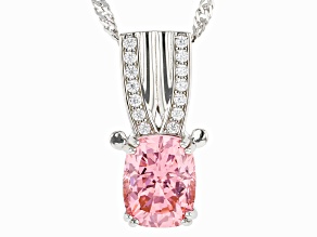 Pink And White Cubic Zirconia Rhodium Over Sterling Silver Pendant 5.17ctw