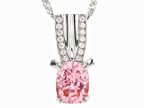 Pink And White Cubic Zirconia Rhodium Over Sterling Silver Pendant 5.17ctw
