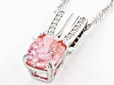 Pink And White Cubic Zirconia Rhodium Over Sterling Silver Pendant 5.17ctw