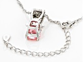 Pink And White Cubic Zirconia Rhodium Over Sterling Silver Pendant 5.17ctw