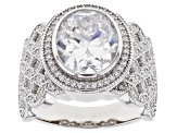 White Cubic Zirconia Rhodium Over Sterling Silver Ring 9.10ctw