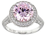 Pink And White Cubic Zirconia Platinum Over Sterling Silver Ring 7.75ctw