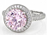 Pink And White Cubic Zirconia Platinum Over Sterling Silver Ring 7.75ctw