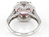 Pink And White Cubic Zirconia Platinum Over Sterling Silver Ring 7.75ctw