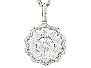 Picture of White Cubic Zirconia Rhodium Over Sterling Silver Pendant With Chain 4.87ctw
