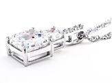 White Cubic Zirconia Asscher Cut Platinum Over Sterling Silver Pendant With Chain 6.87ctw