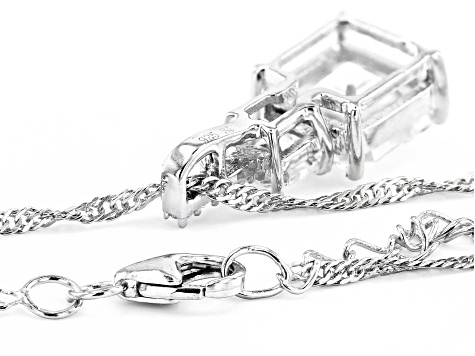 White Cubic Zirconia Asscher Cut Platinum Over Sterling Silver Pendant With Chain 6.87ctw