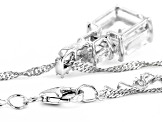 White Cubic Zirconia Asscher Cut Platinum Over Sterling Silver Pendant With Chain 6.87ctw