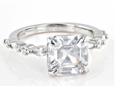 White Cubic Zirconia Rhodium Over Sterling Silver Asscher Cut Ring 5.83ctw