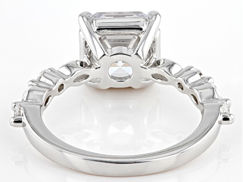 White Cubic Zirconia Rhodium Over Sterling Silver Asscher Cut Ring 5.83ctw